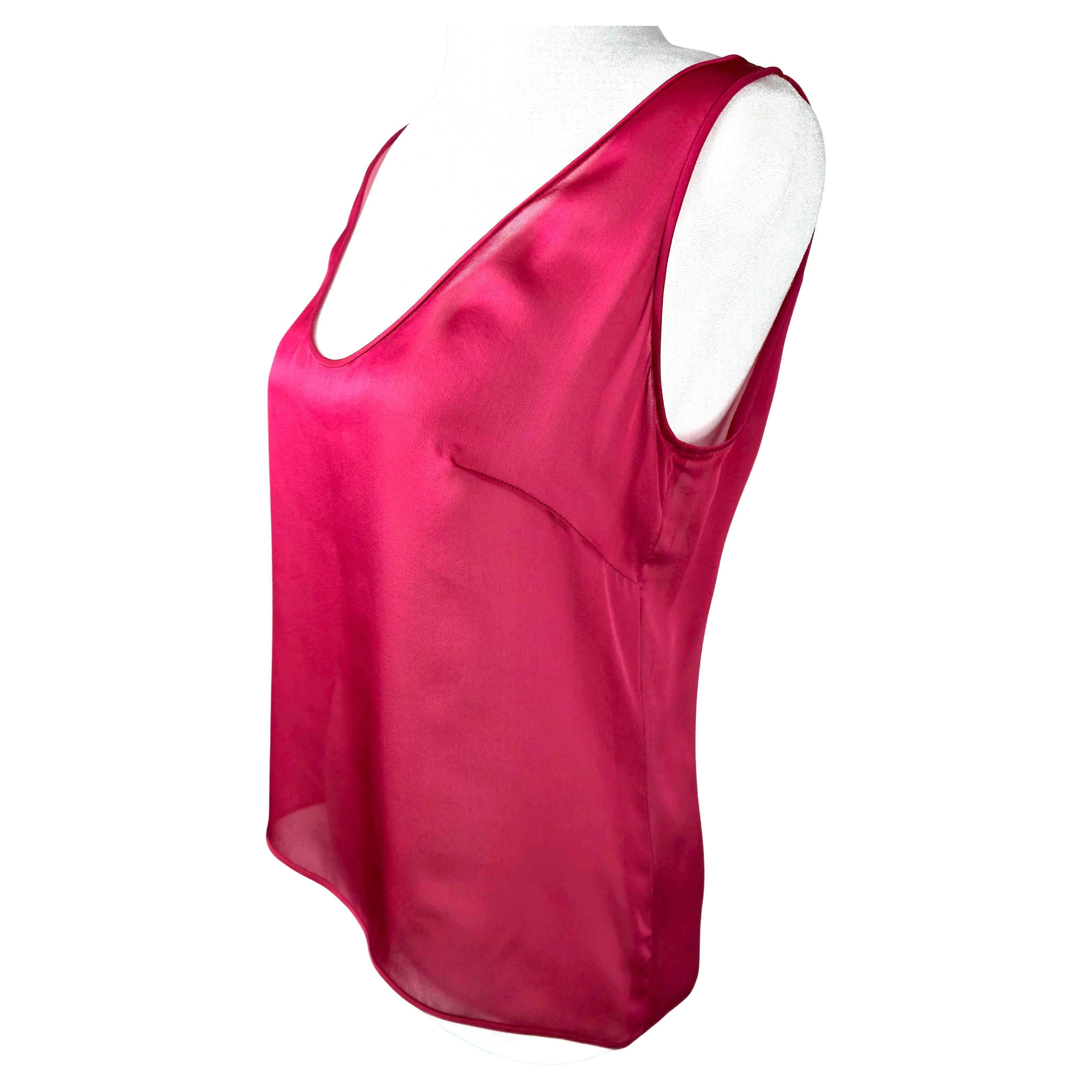 Valentino MadeInItaly SilkCharmeuse SemiSheerPink Sleeveless Pullover Top, 2010s