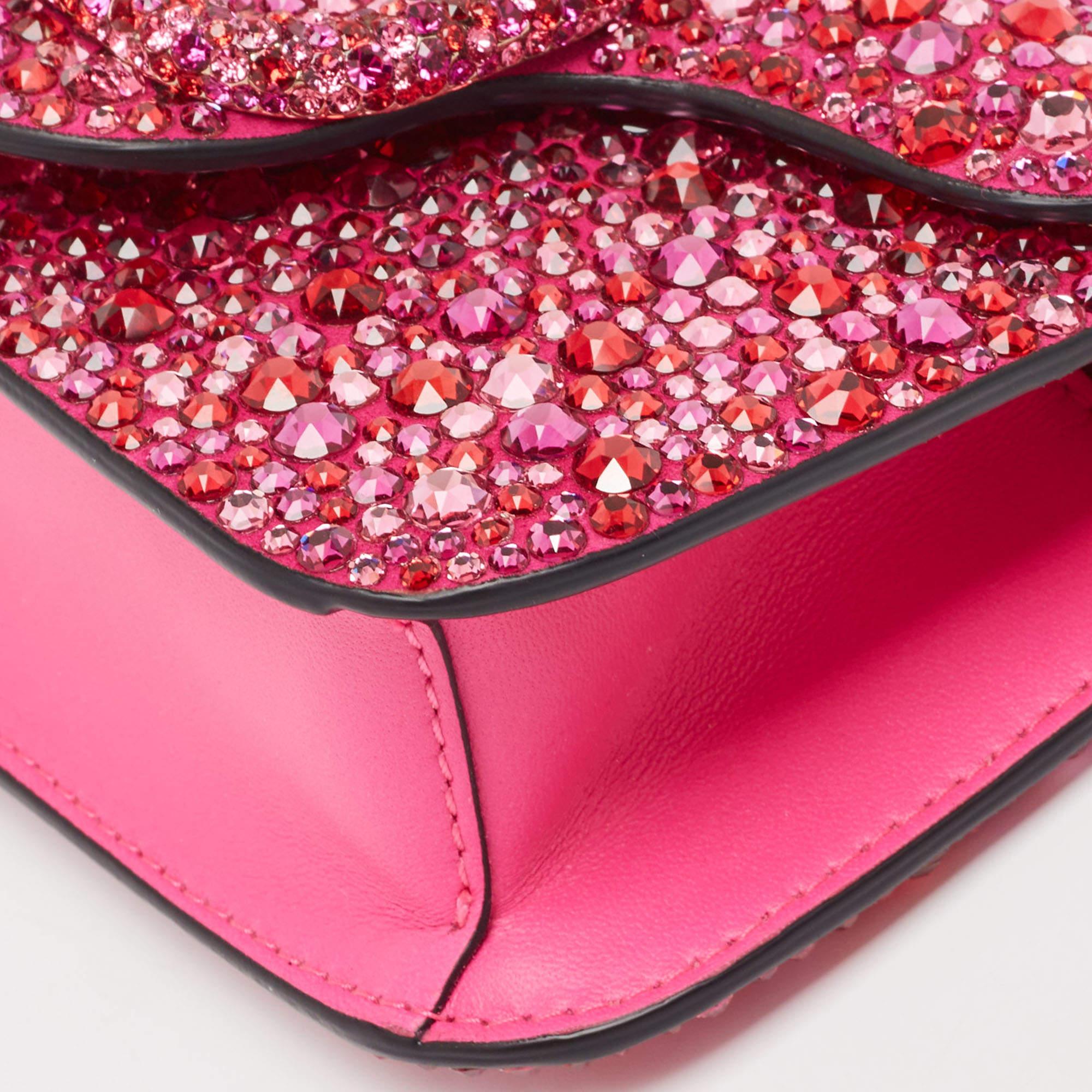 Valentino Magenta Crystal Embellished Small Loco Shoulder Bag 5