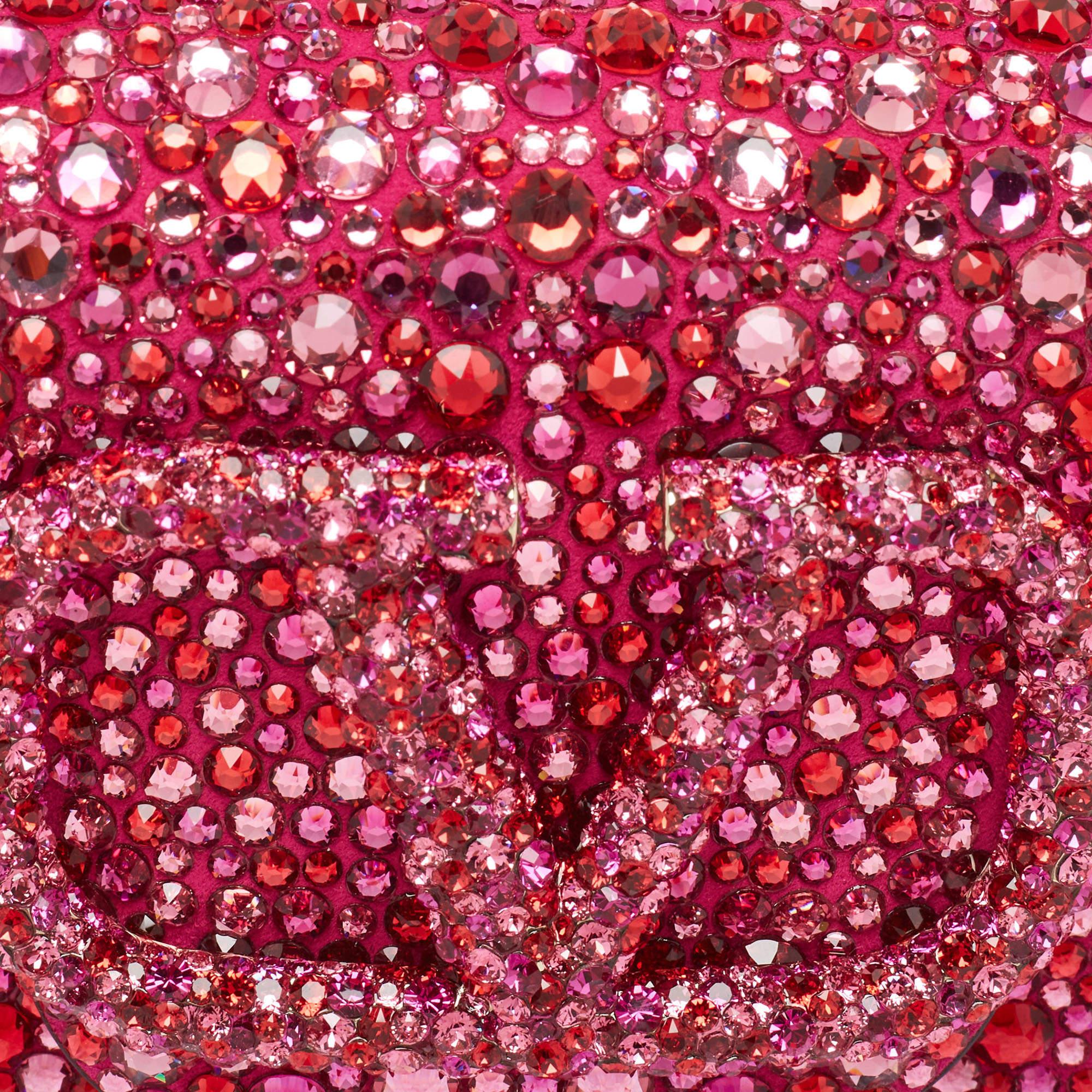 Women's Valentino Magenta Crystal Embellished Small Loco Shoulder Bag