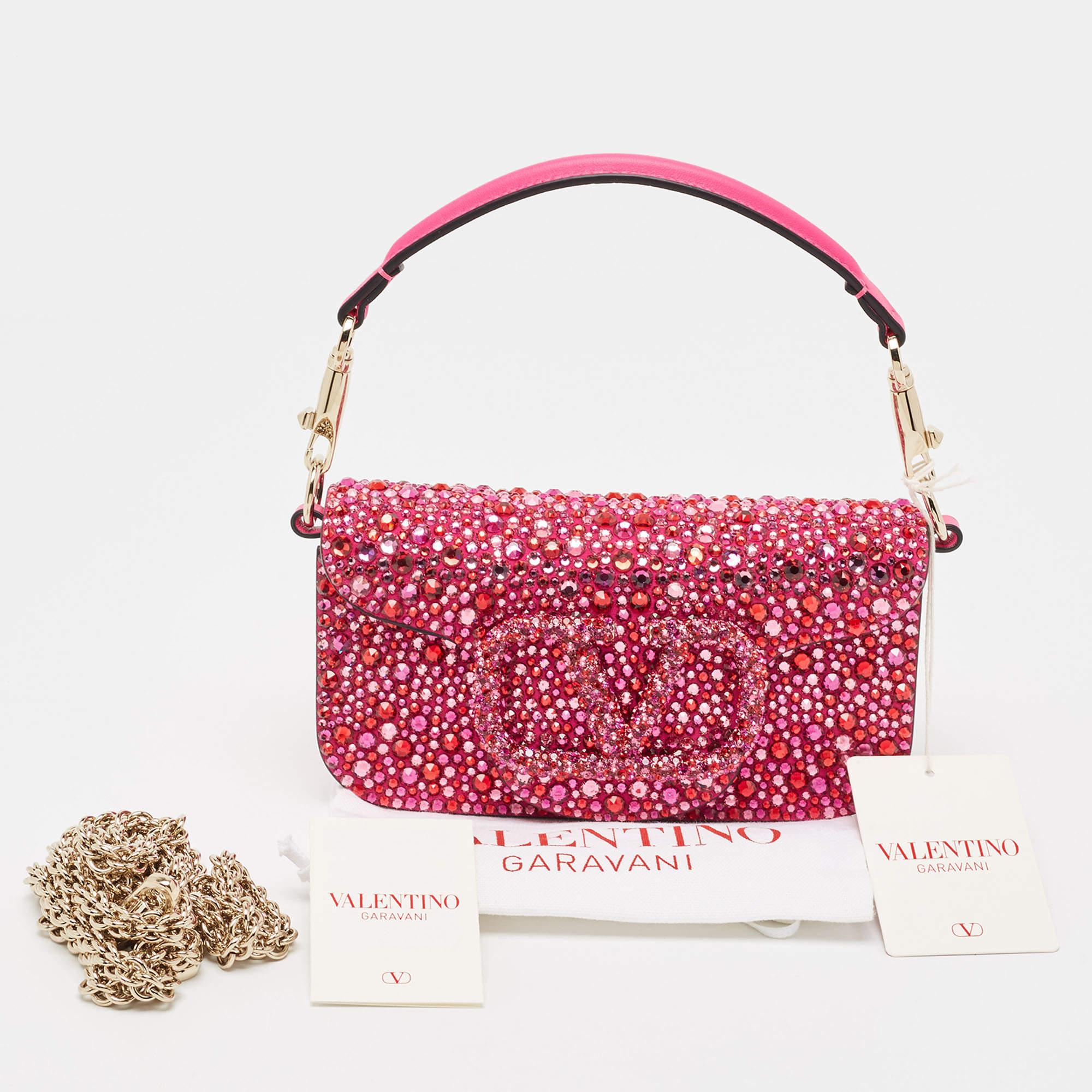 Valentino Magenta Crystal Embellished Small Loco Shoulder Bag 2