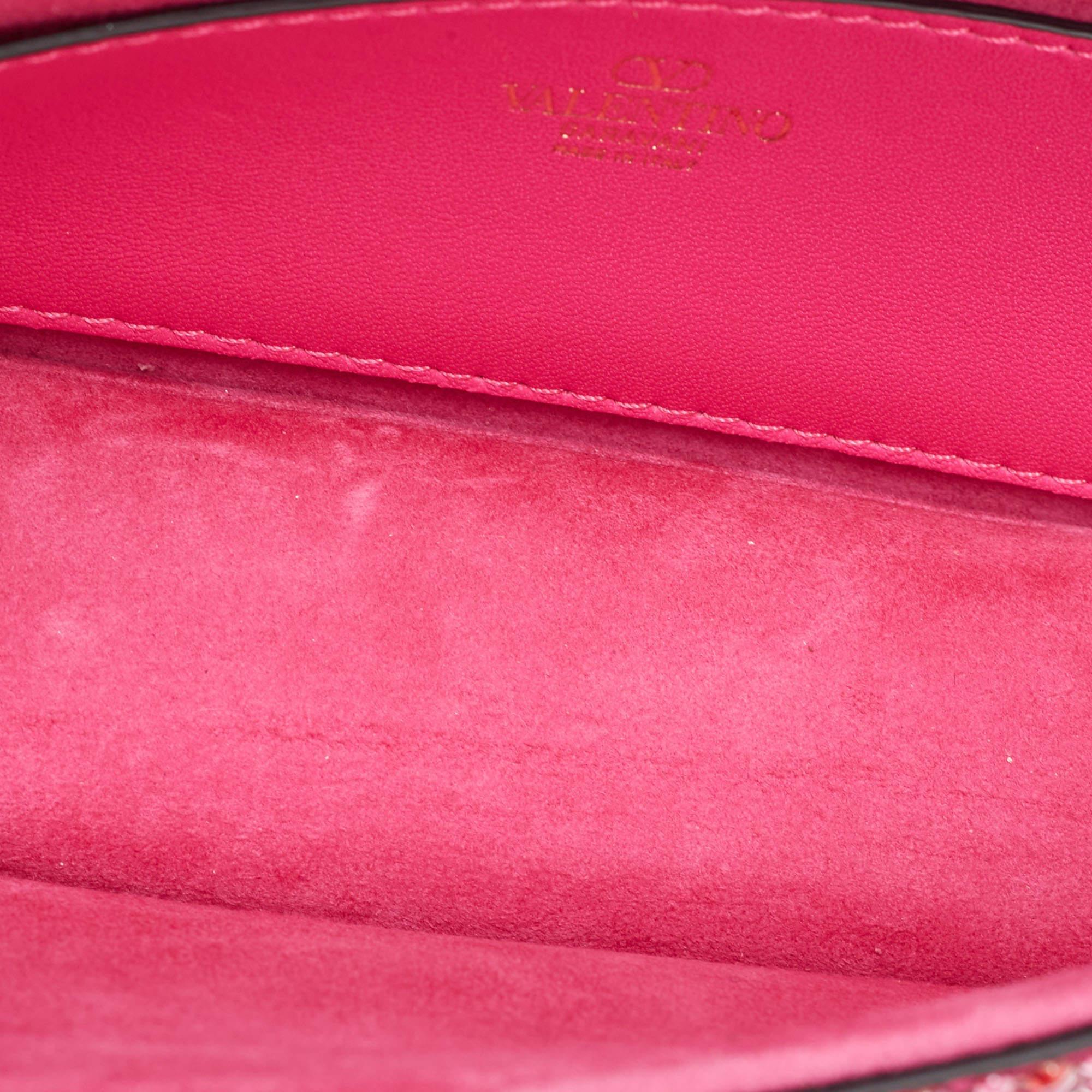 Valentino Magenta Crystal Embellished Small Loco Shoulder Bag 3