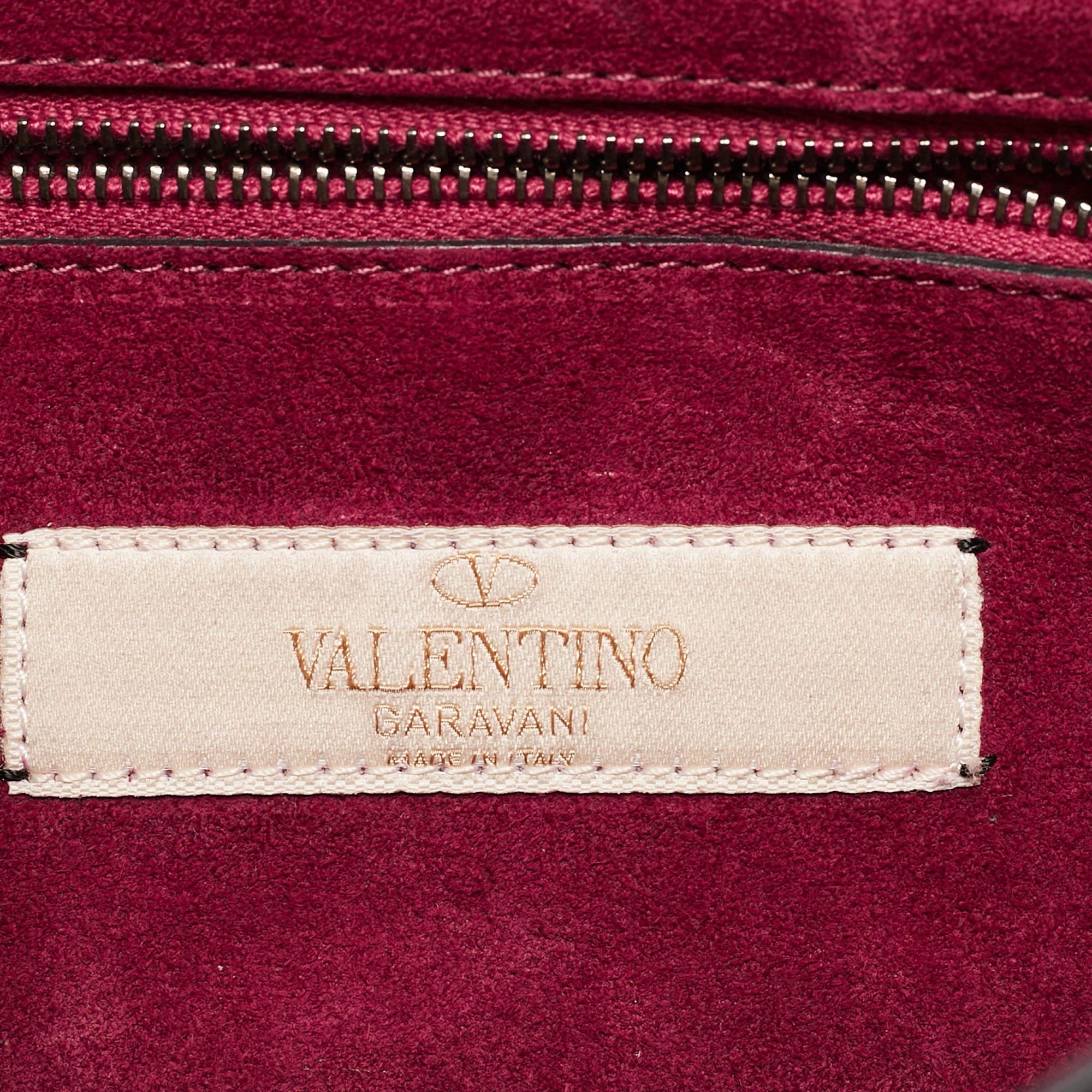 Valentino Magenta Leather Guitar Rolling Rockstud Shoulder Bag 2