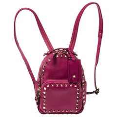 Valentino Magenta Leather Mini Rockstud Backpack