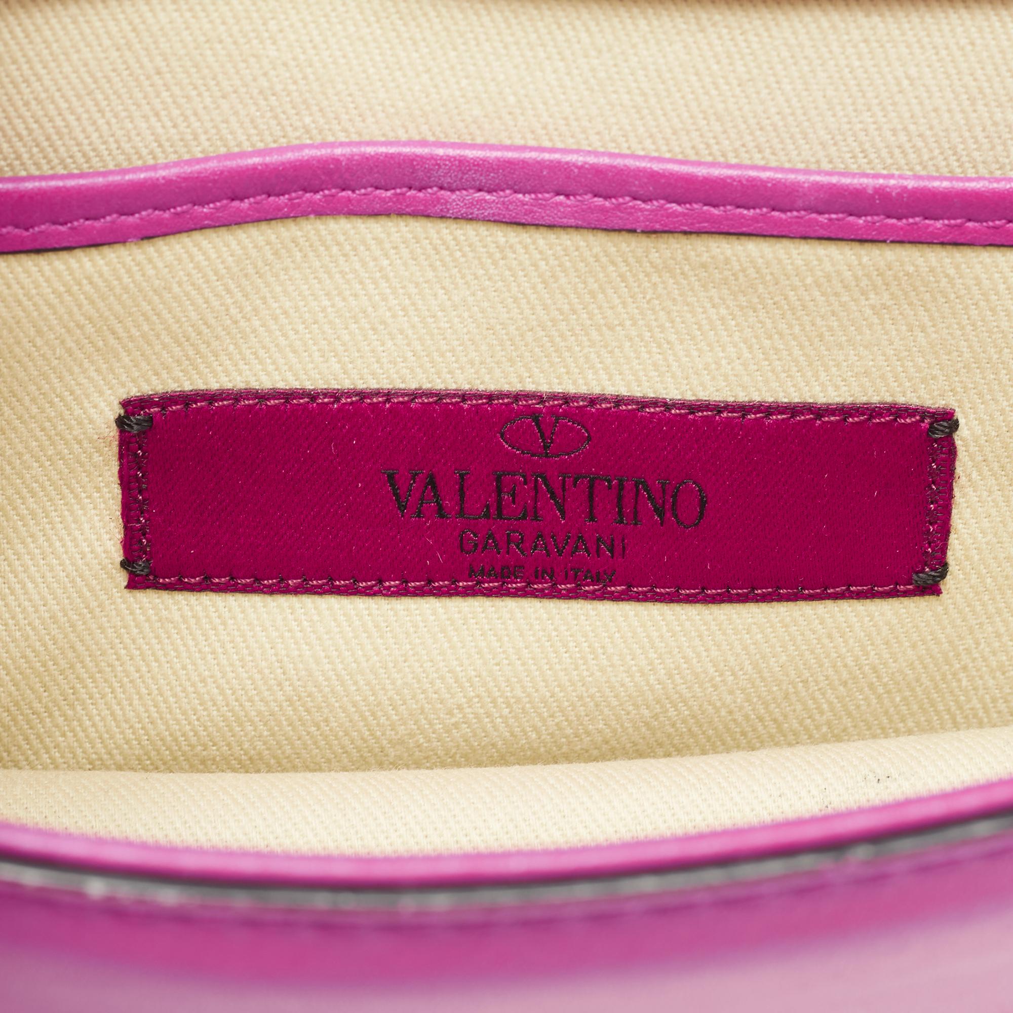 Pink Valentino Magenta Leather Mini Rockstud Glam Lock Shoulder Bag