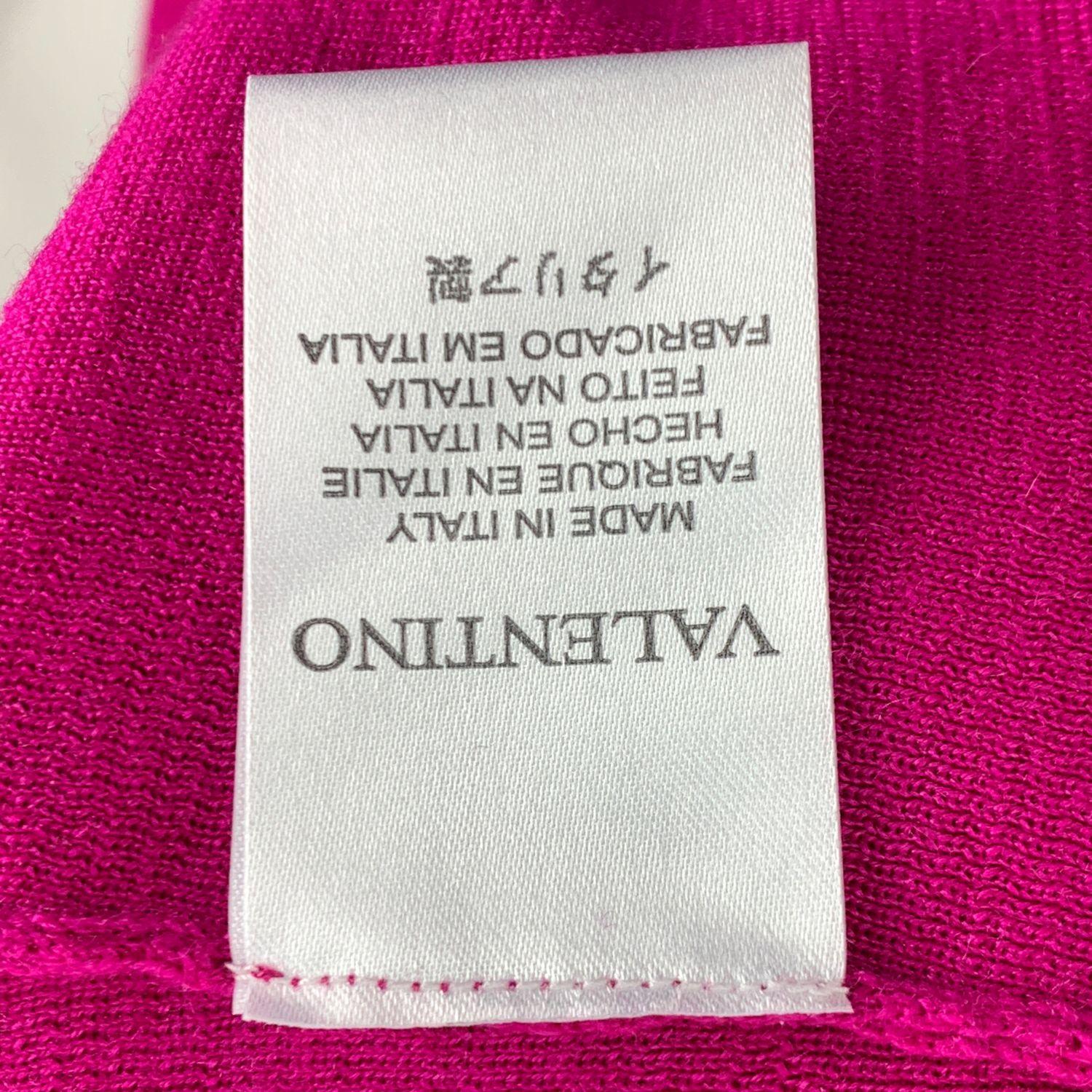 Valentino Magenta Wool Silk Cashmere Cardigan with Bow Size M In Excellent Condition In Rome, Rome