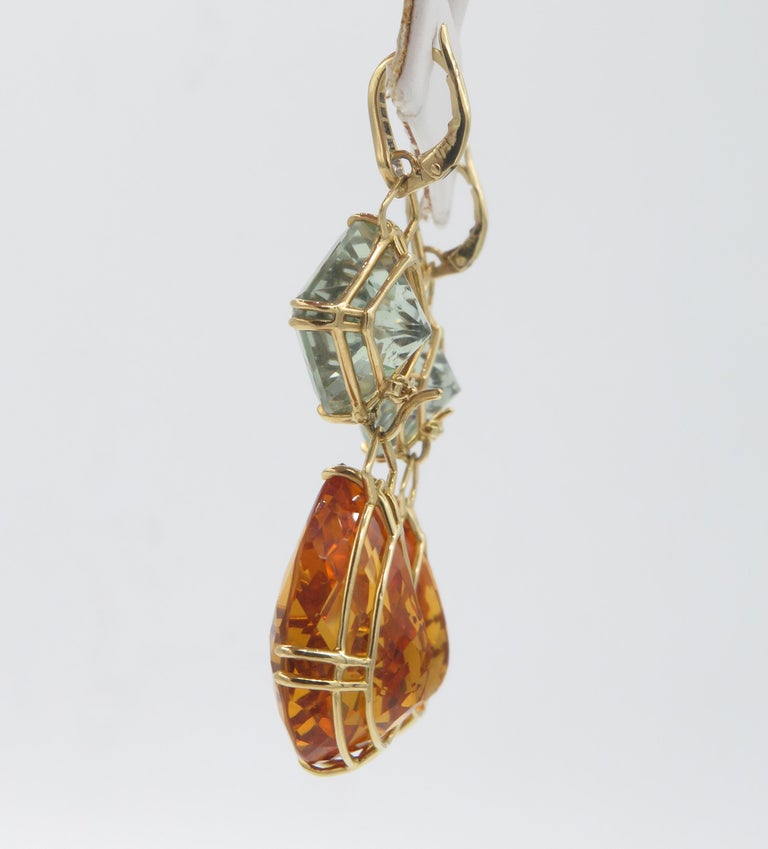 Valentino Magro 18 Karat Gold Diamond, Citrine and Topaz Earrings and Pendant In Excellent Condition For Sale In West Palm Beach, FL