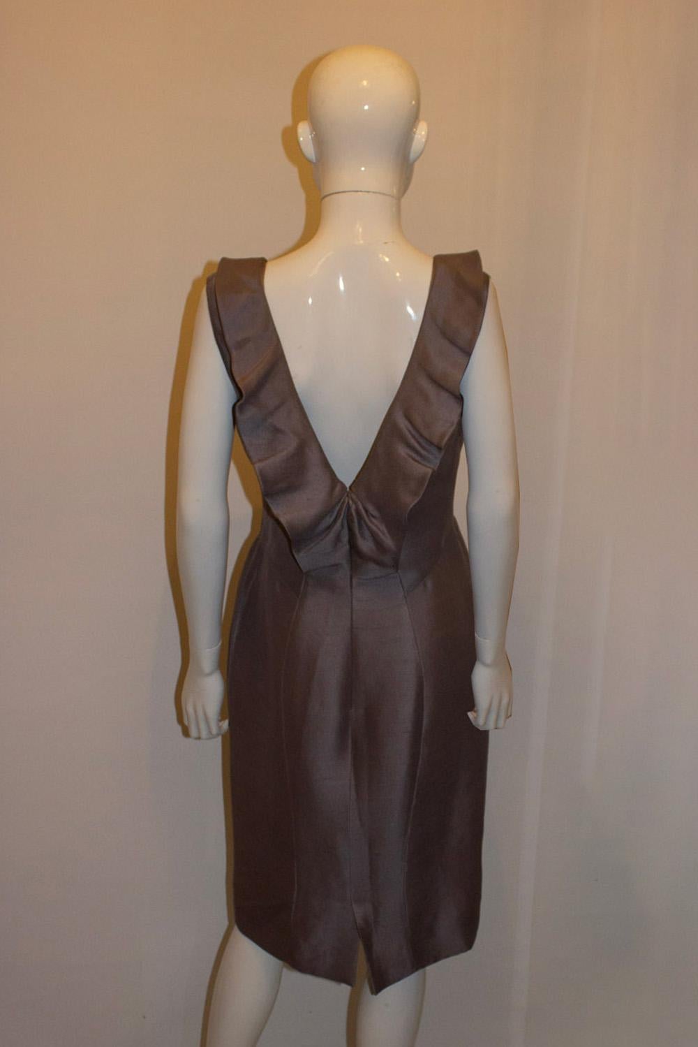 Valentino Main Line Grey Silk Cocktail Dress For Sale 1