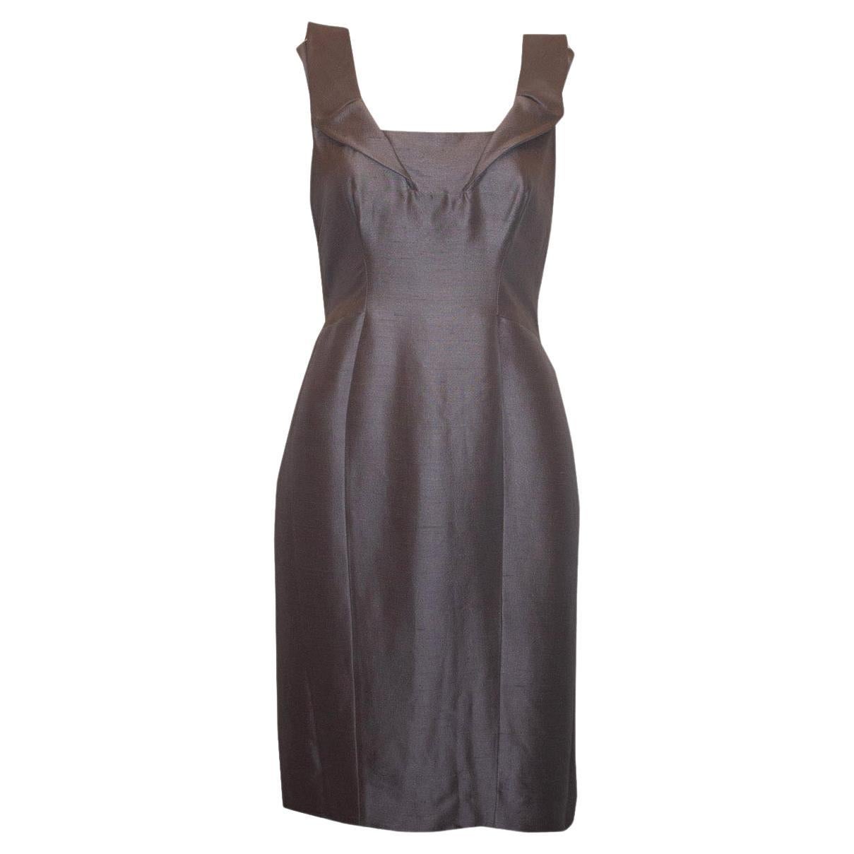 Valentino Main Line Grey Silk Cocktail Dress For Sale