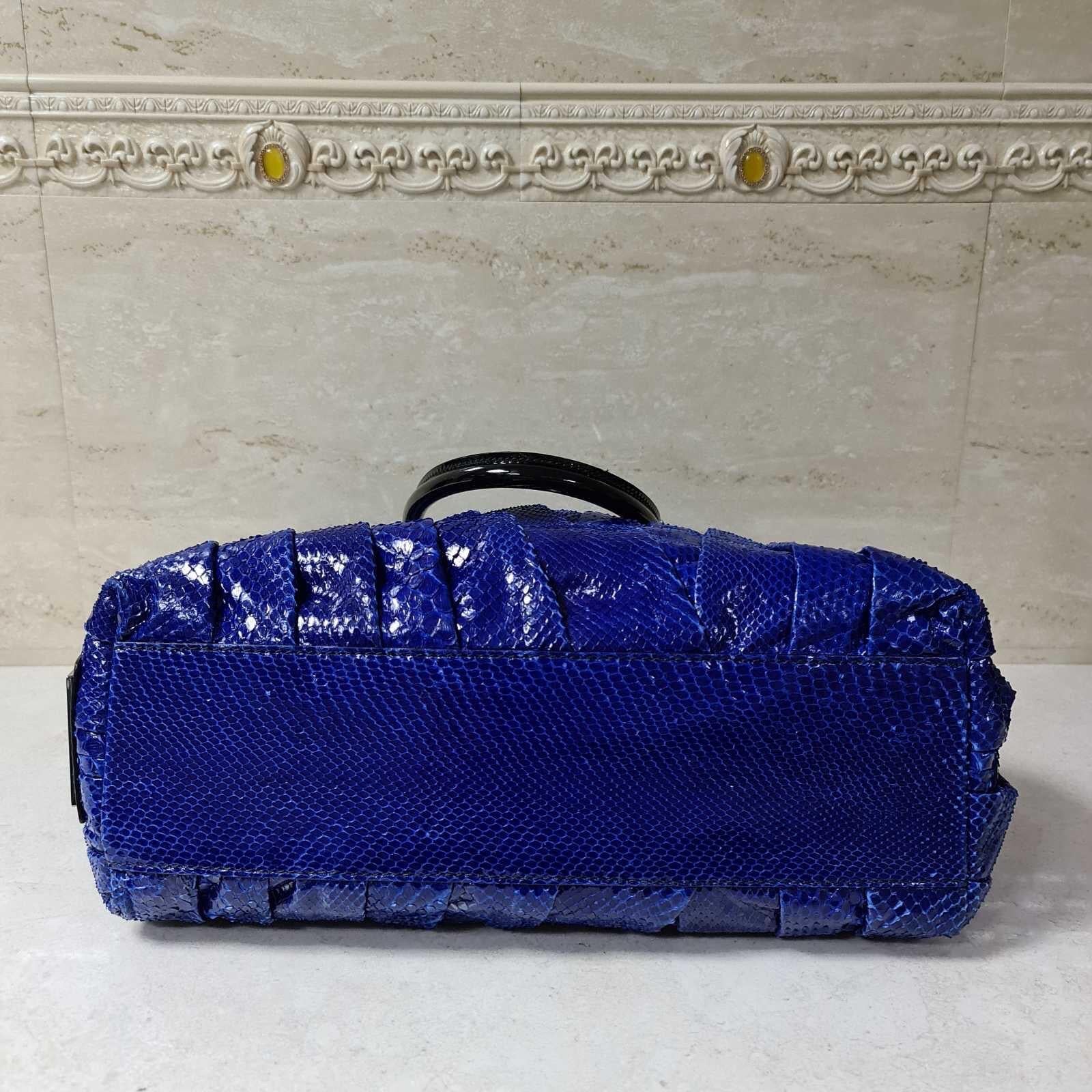 Women's Valentino Maison Blue Python Patent Leather Tote