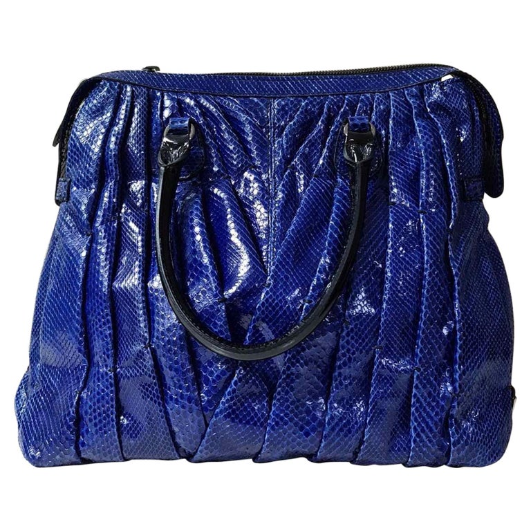 Valentino Maison Blue Python Patent Leather Tote For Sale at 1stDibs