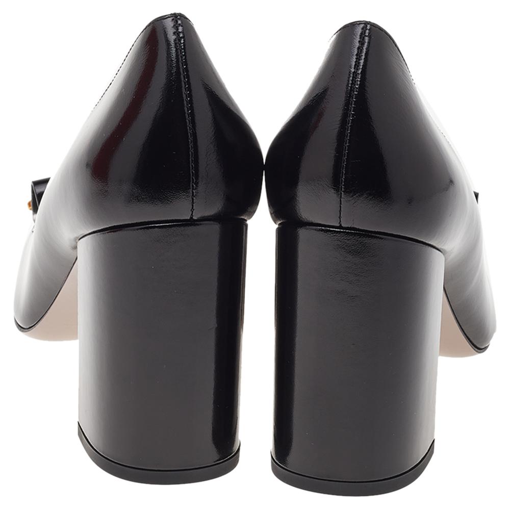 Black Valentino Maison Gryphons Embellished Block Heel Pumps Size EU 37.5