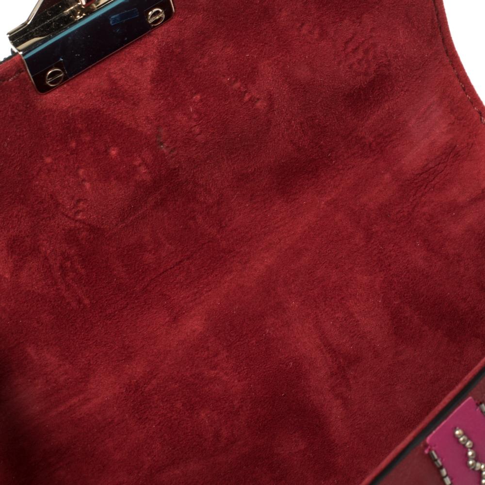 Valentino Maroon Beads Mini Love Blade Rockstud Glam Lock Shoulder Bag 4