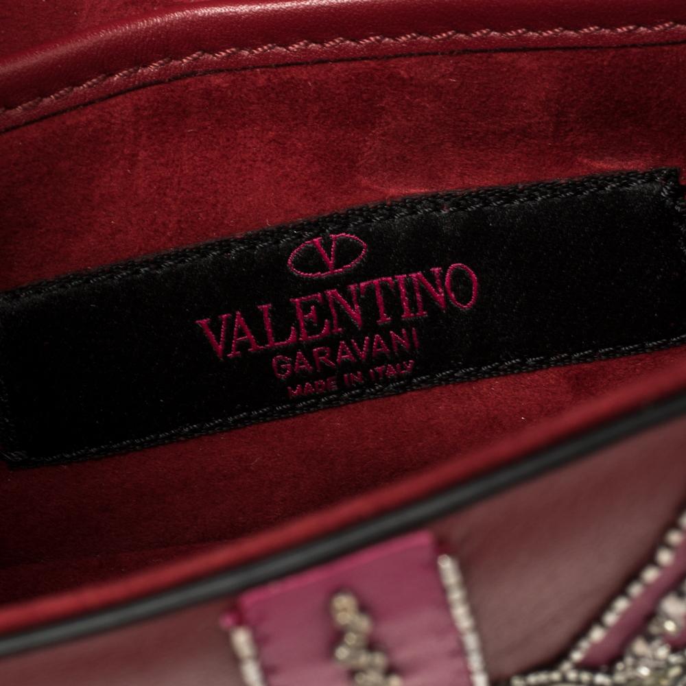 Valentino Maroon Beads Mini Love Blade Rockstud Glam Lock Shoulder Bag 1