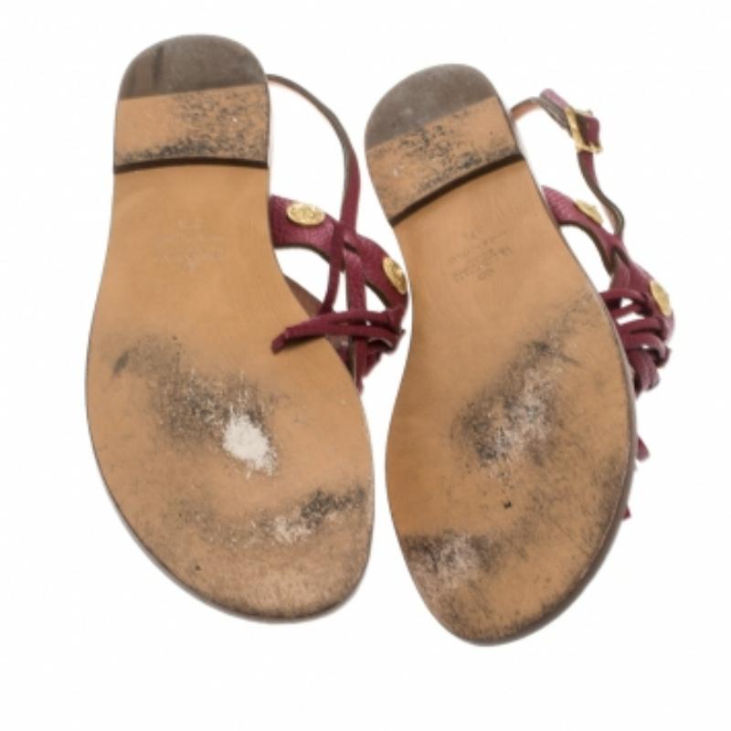 Valentino Sandales longues à franges en cuir marron, taille 37,5 en vente 1