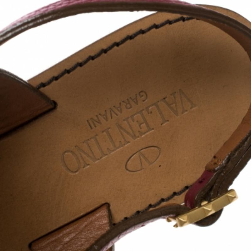 Valentino Sandales longues à franges en cuir marron, taille 37,5 en vente 2