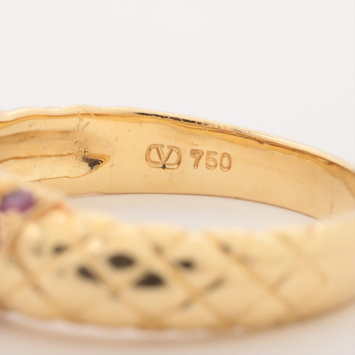 Valentino Matelasse Diamond Ruby Ring Yellow Gold In Good Condition For Sale In Humacao, PR