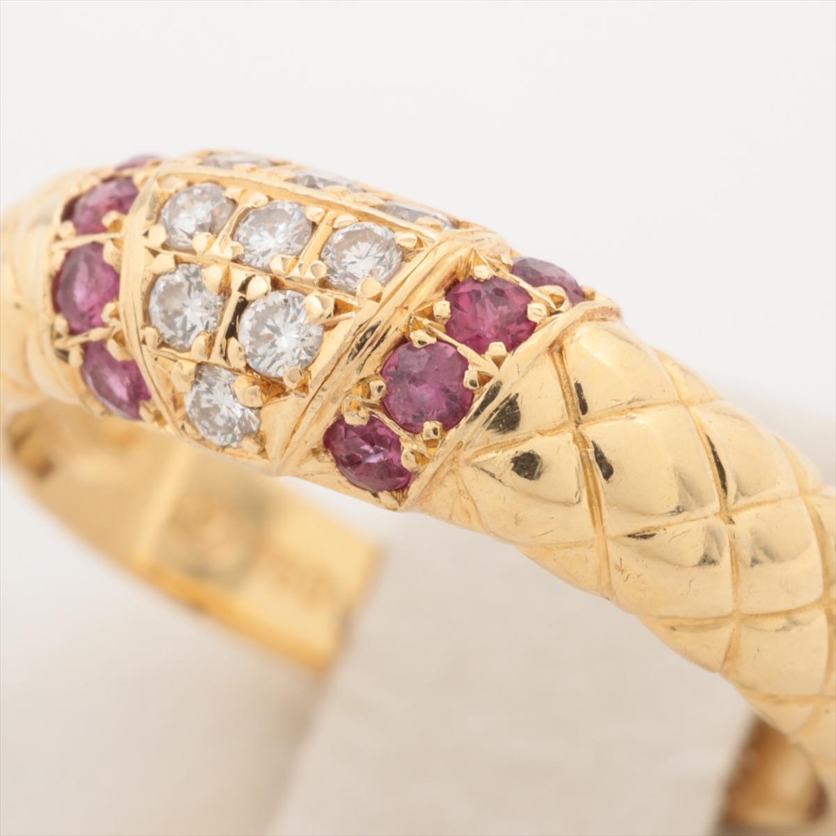 Women's Valentino Matelasse Diamond Ruby Ring Yellow Gold For Sale