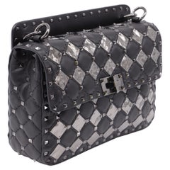 Valentino Medium Rockstud Spike.It With Metal Rhombus Detail Shoulder Bag in Black Leather