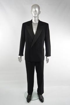 Valentino Men's 1980s Vintage Black Double Breasted Formal Tuxedo Suit