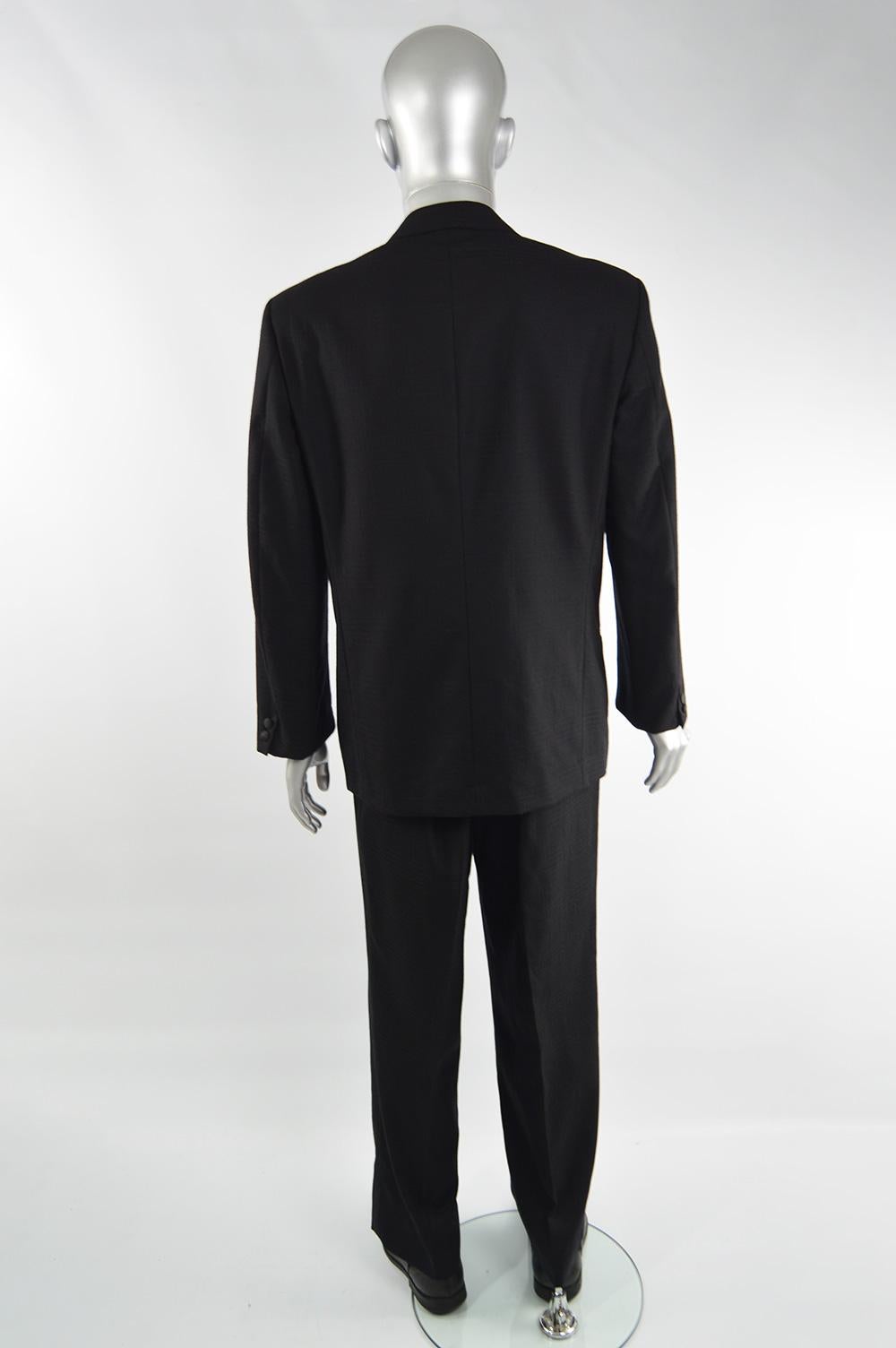 Valentino Men's 1980s Vintage Black Double Breasted Formal Tuxedo Suit 3