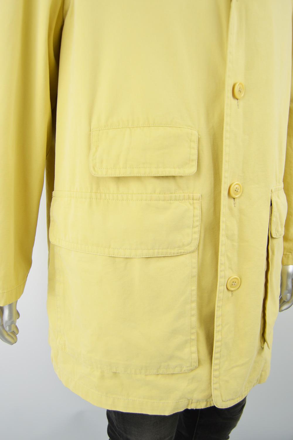 Valentino Men's Vintage 1980s Pastel Yellow Cotton Jacket Coat, 1980s 1