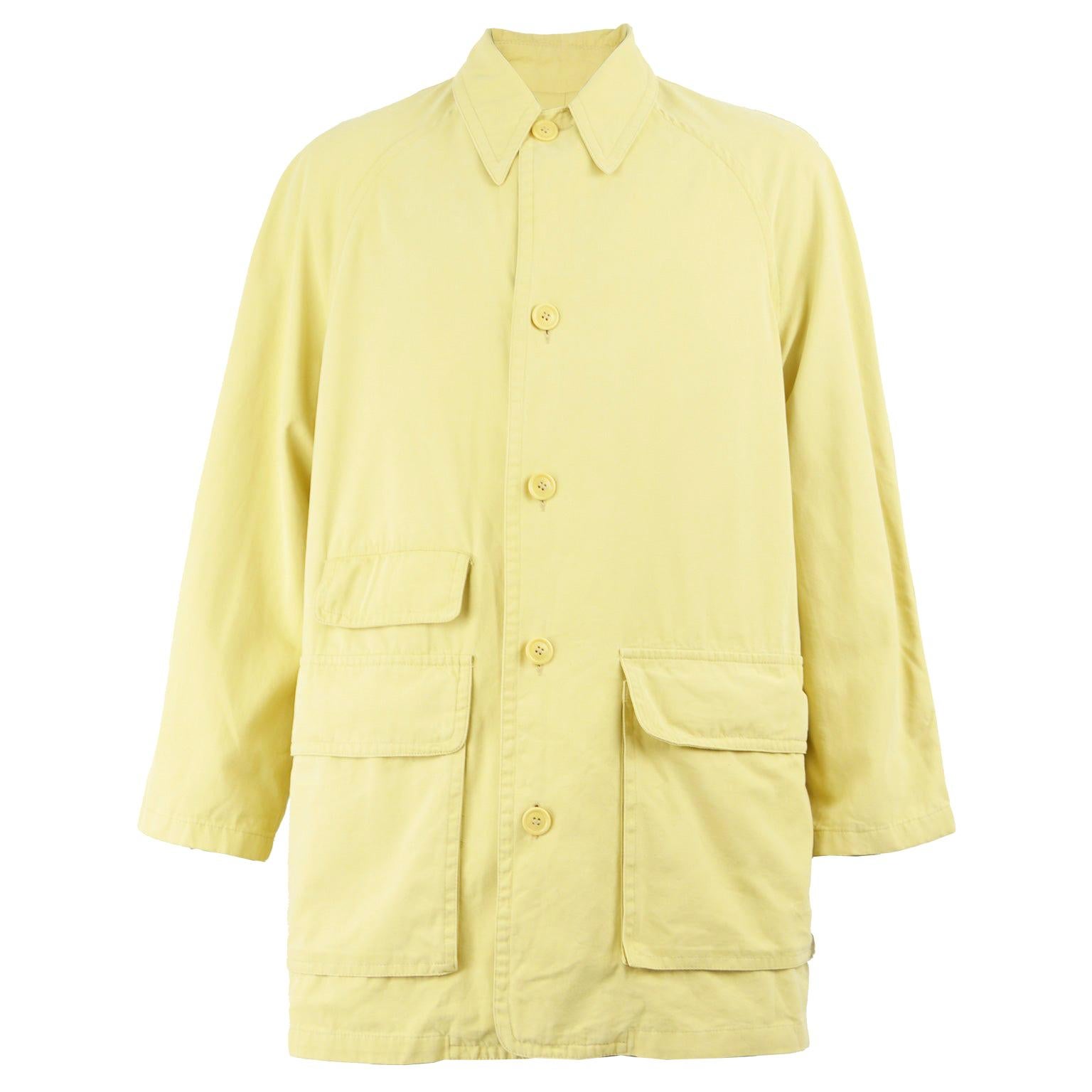 Valentino Men's Vintage 1980s Pastel Yellow Cotton Jacket Coat, 1980s