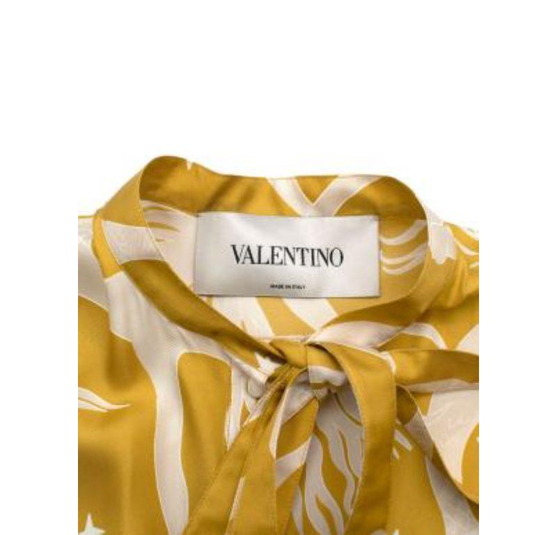 Valentino Mermaid Print Pussy-bow Pleated Silk-georgette Midi Dress For Sale 5