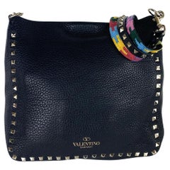 Valentino Messenger Flip-lock Rockstud Limited Multicolor 18val531 Black Leather