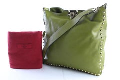 Valentino Messenger Rockstud Utilitarian 10mr0625 Green Leather Cross Body Bag