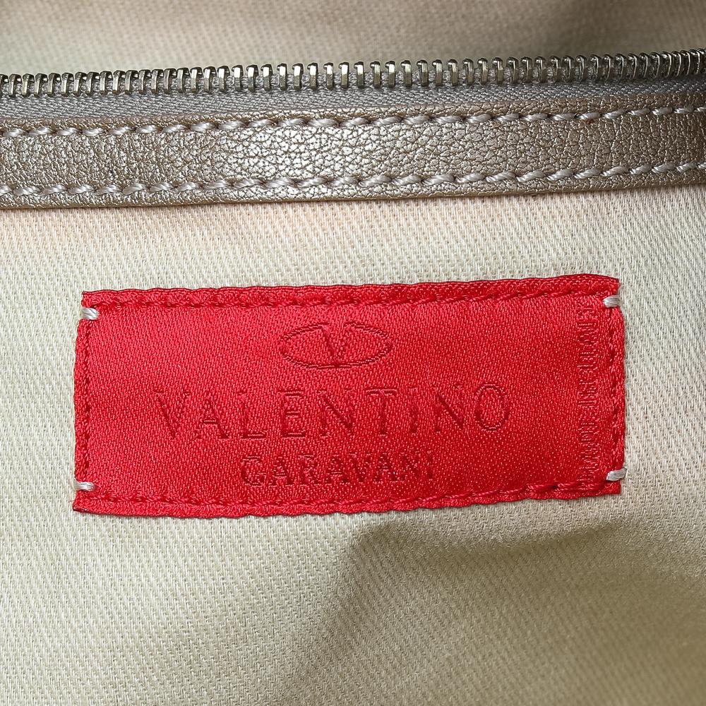 Valentino Metallic Beige Leather Urban Lace Satchel 1