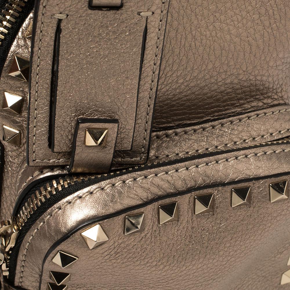 Valentino Metallic Beige Pebbled Leather Mini Rockstud Backpack 2