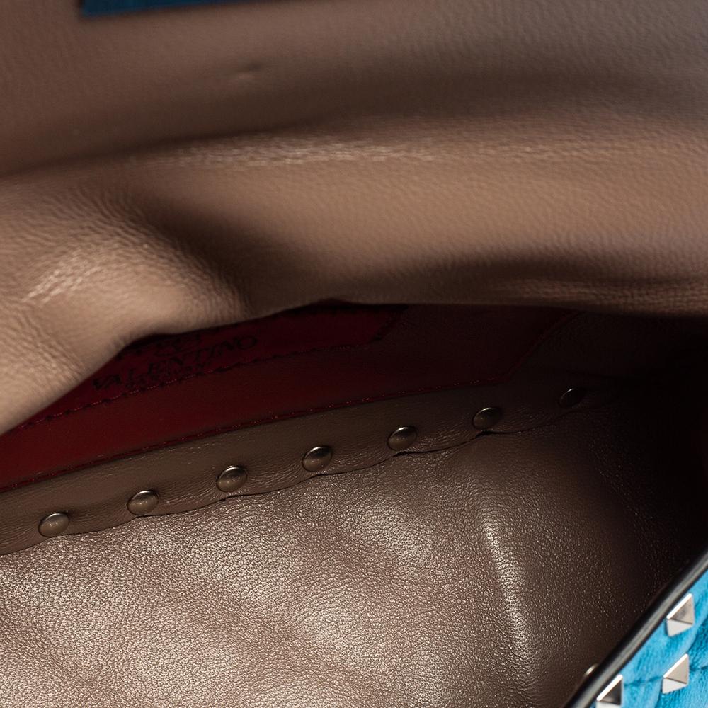 Valentino Metallic Blue Leather Rockstud Spike Top Handle Bag 6