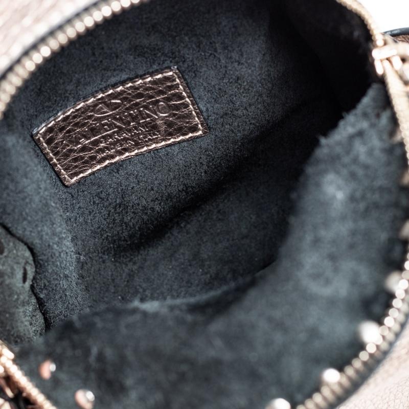 Valentino Metallic Bronze Pebbled Leather Mini Rockstud Backpack 4