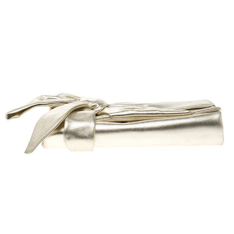 Valentino Magenta Bow Crossbody Clutch w/ Gold Chain