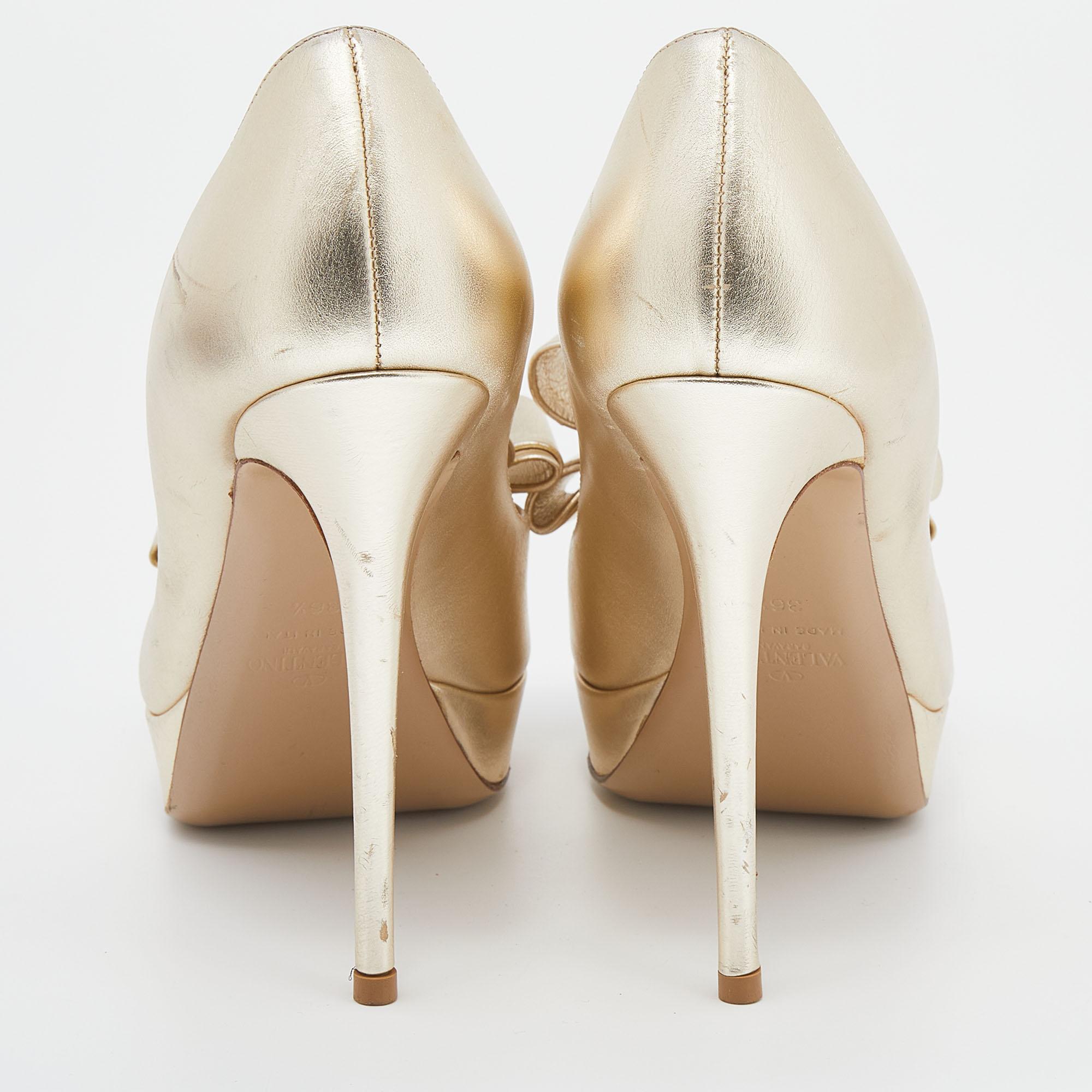 valentino gold bow shoes