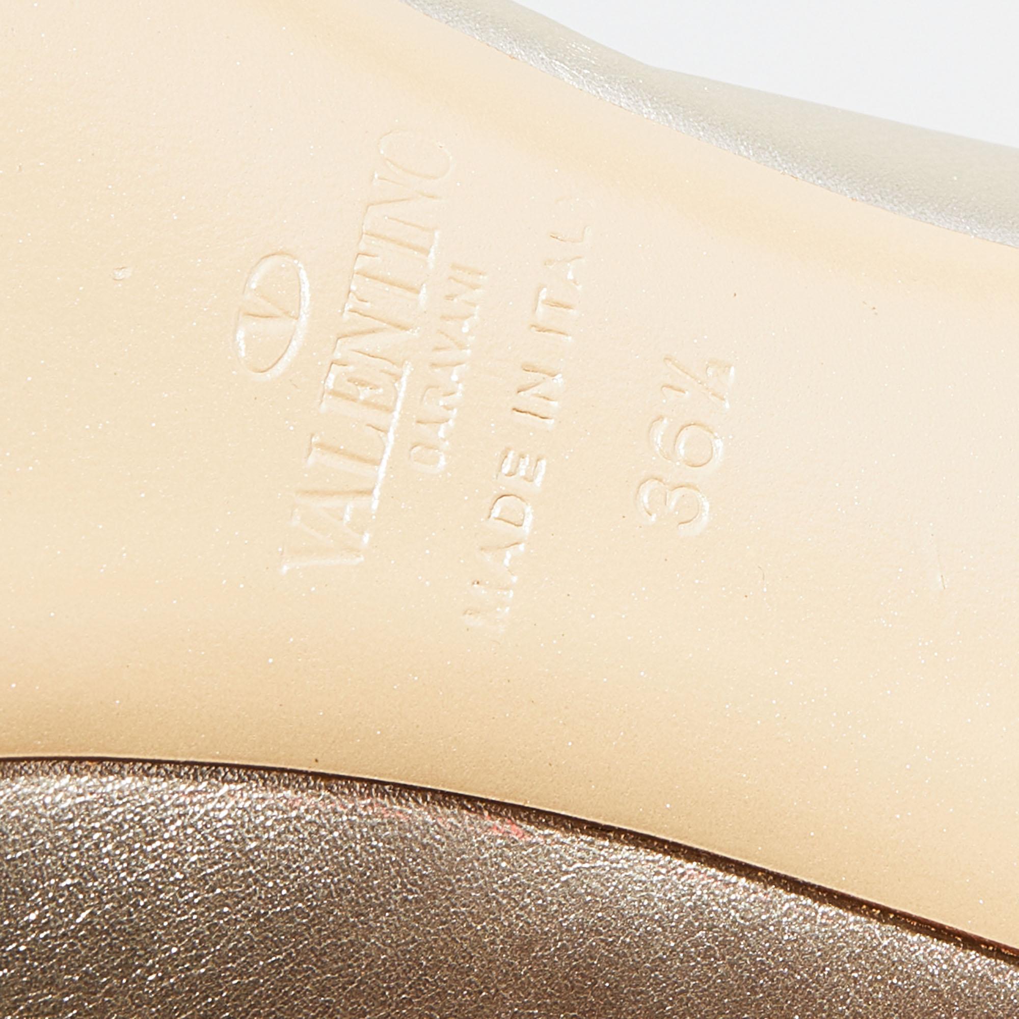 Women's Valentino Metallic Gold Leather Bow Peep Toe Platform Pumps Size 36.5