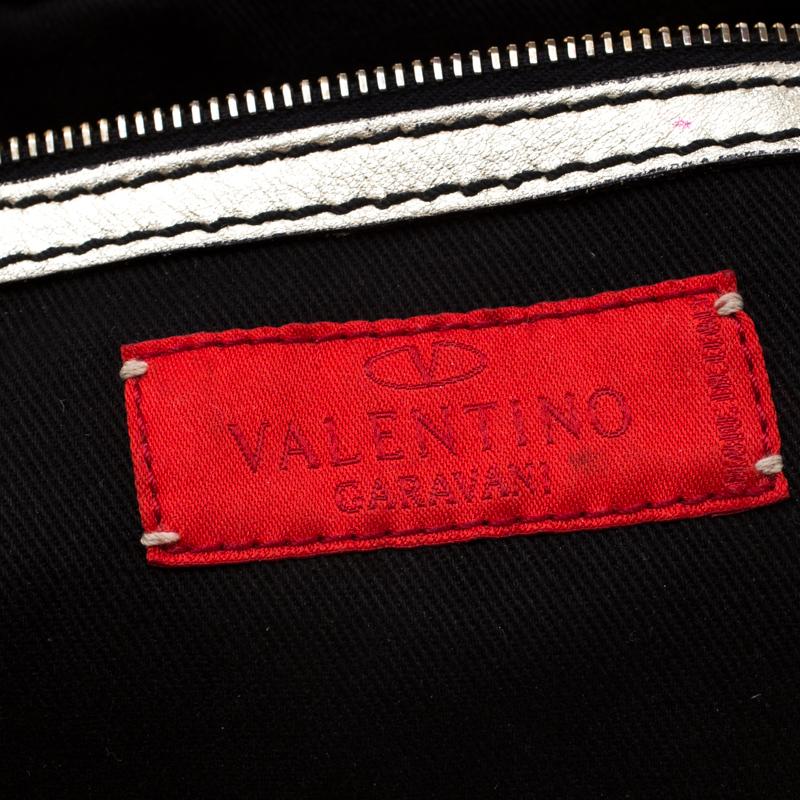 Valentino Metallic Gold Leather Crystal Catch Satchel 6