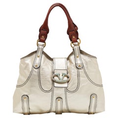 Valentino Metallic Gold Leather Crystal-Embellished Catch Shoulder Bag