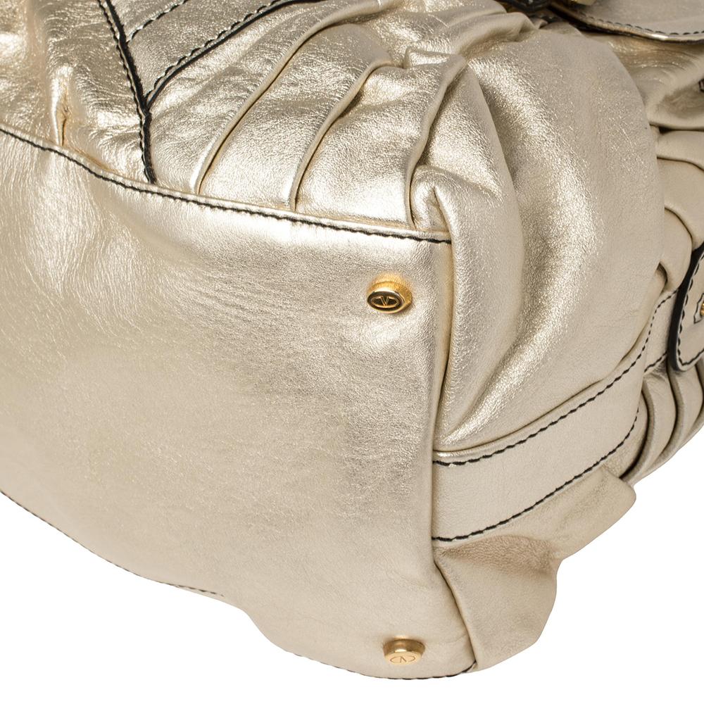 Valentino Metallic Gold Leather Satchel 5