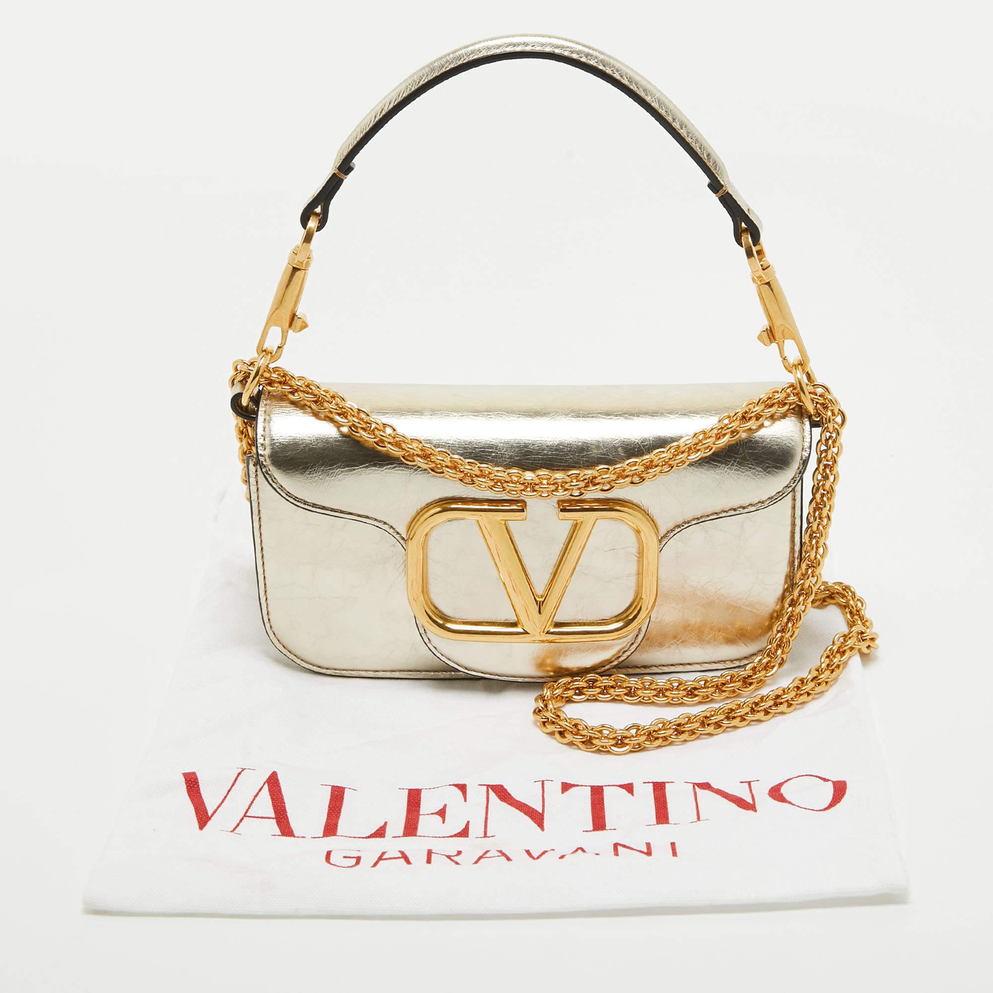Valentino Metallic Gold Leather Small Loco Shoulder Bag 9