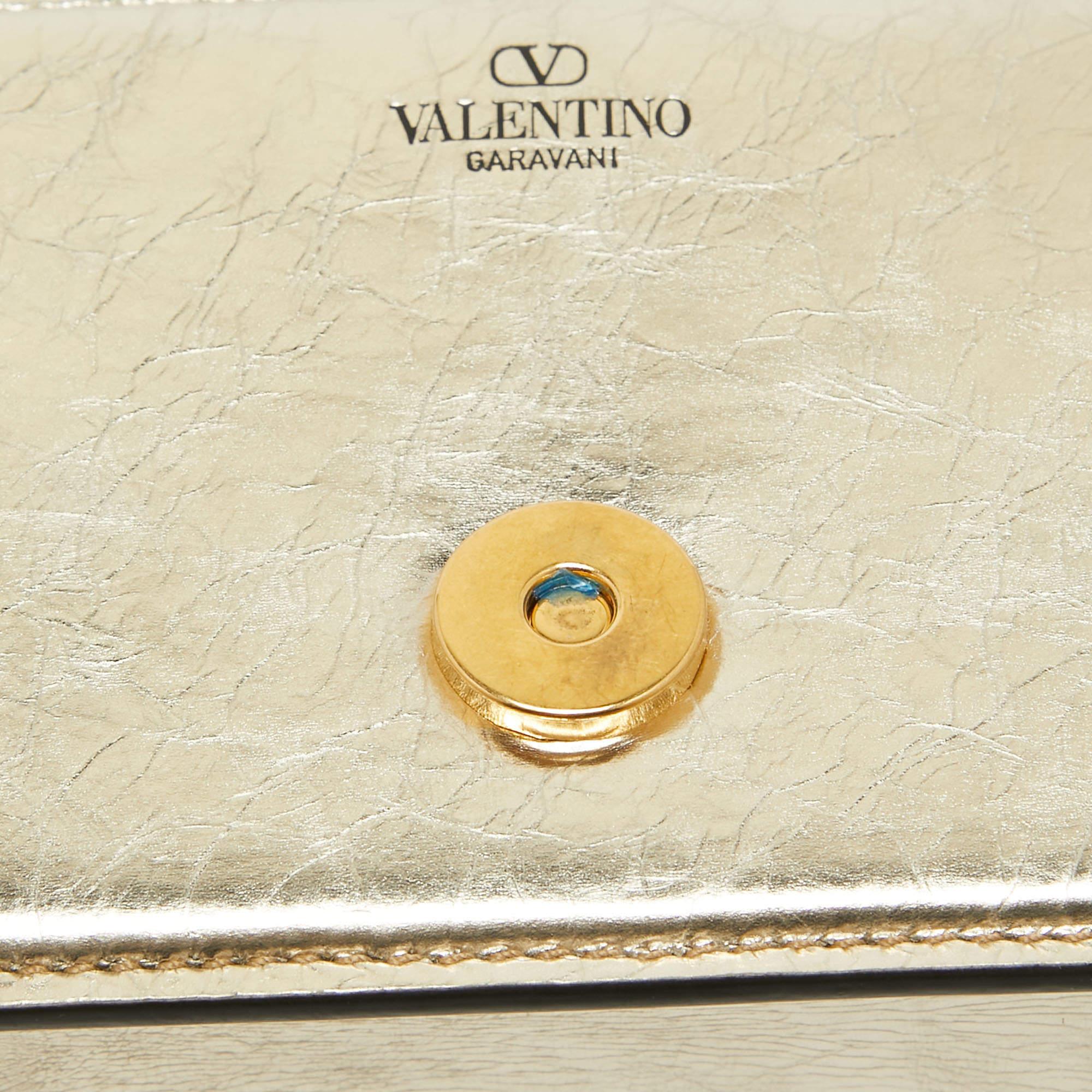 Valentino Metallic Gold Leather Small Loco Shoulder Bag 1