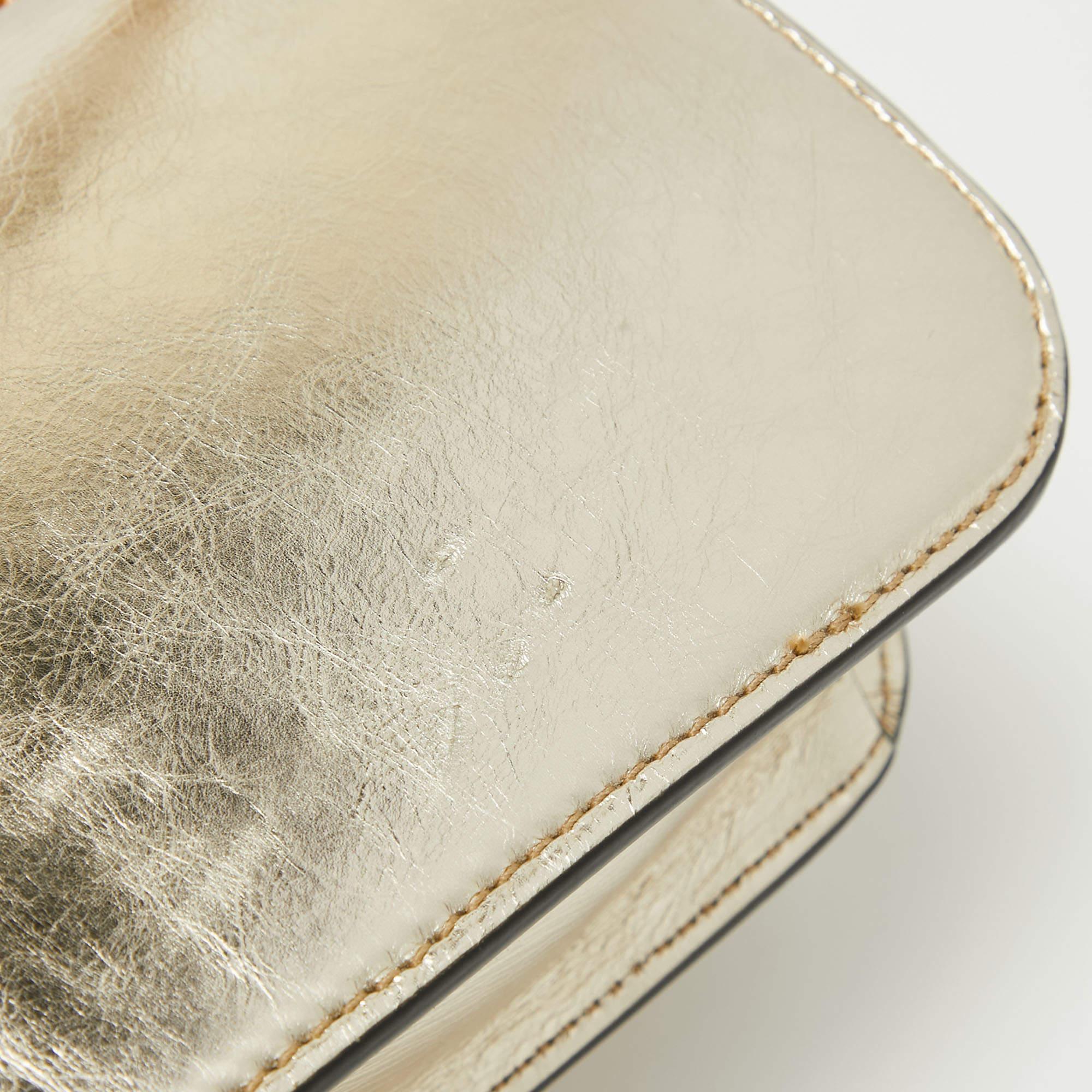 Valentino Metallic Gold Leather Small Loco Shoulder Bag 2