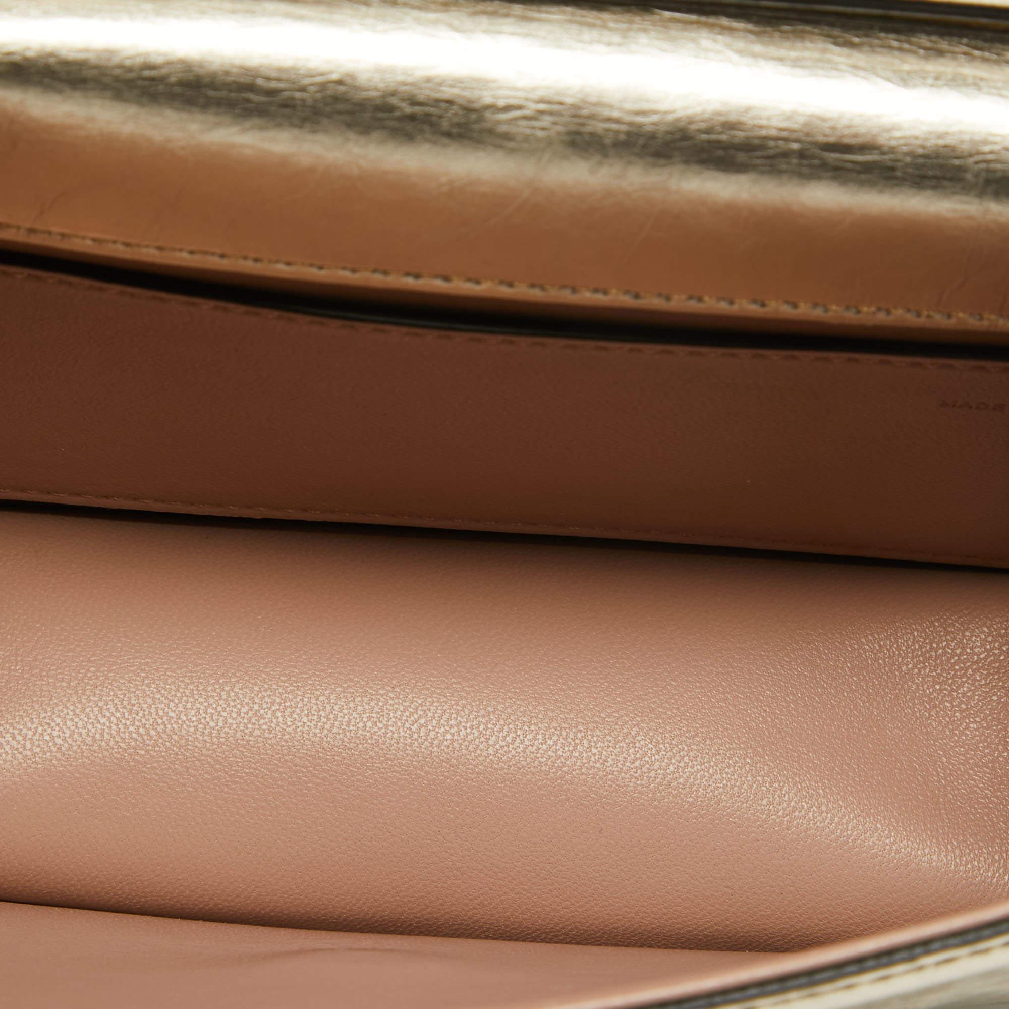 Valentino Metallic Gold Leather Small Loco Shoulder Bag 3
