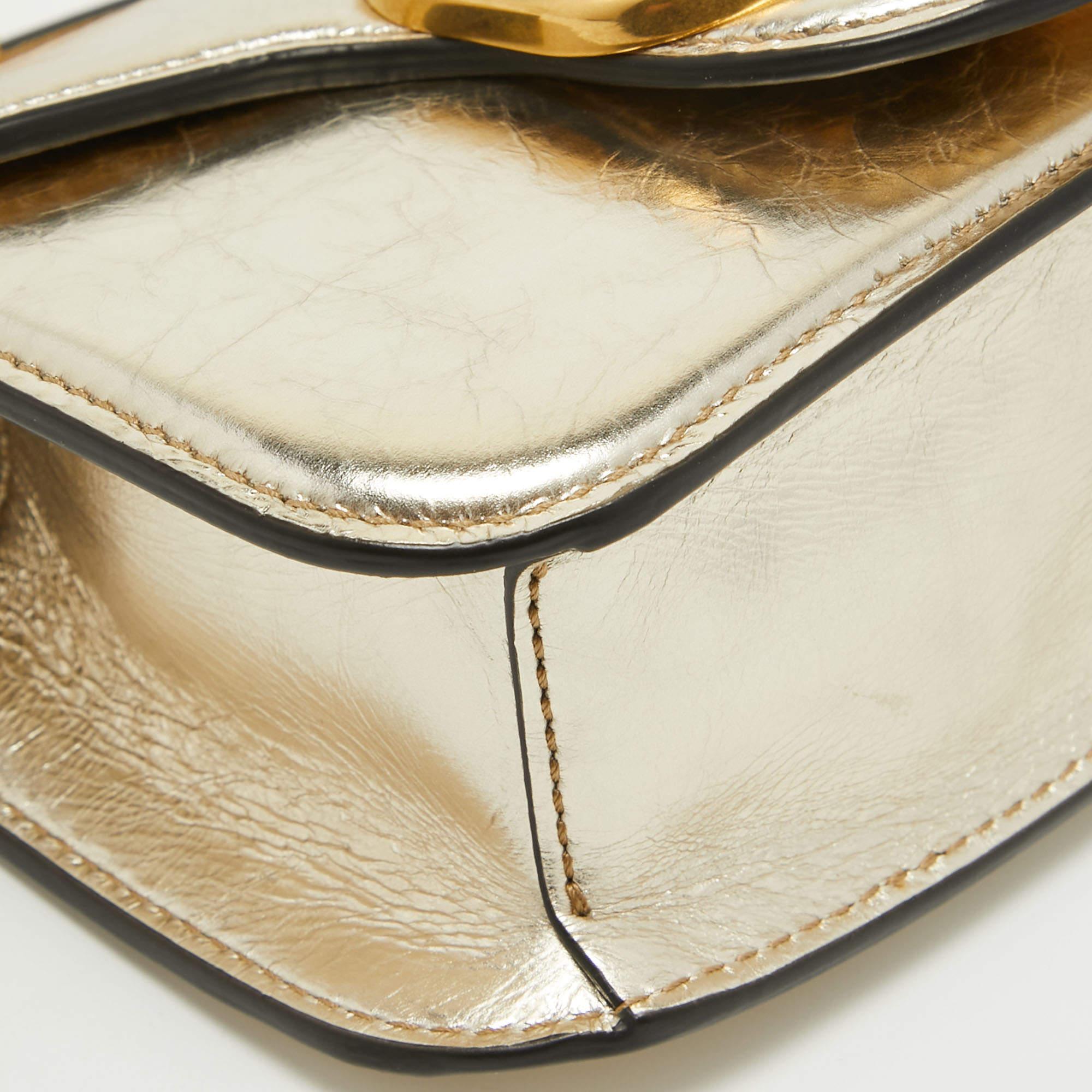 Valentino Metallic Gold Leather Small Loco Shoulder Bag 5