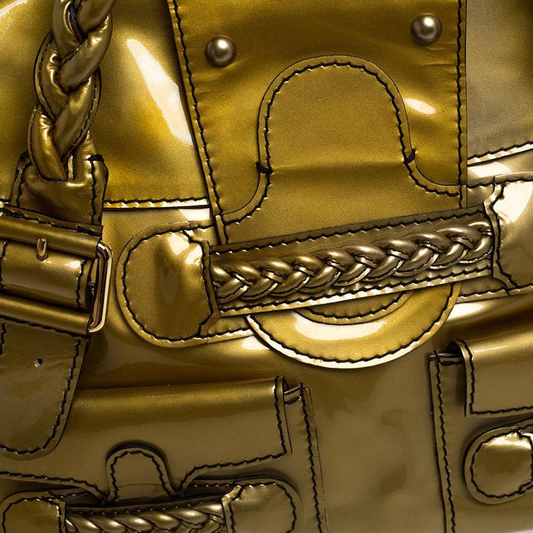 Gold Patent Leather Designer Satchel Set