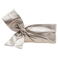 Valentino Metallic Leather Pleated Bow Clutch