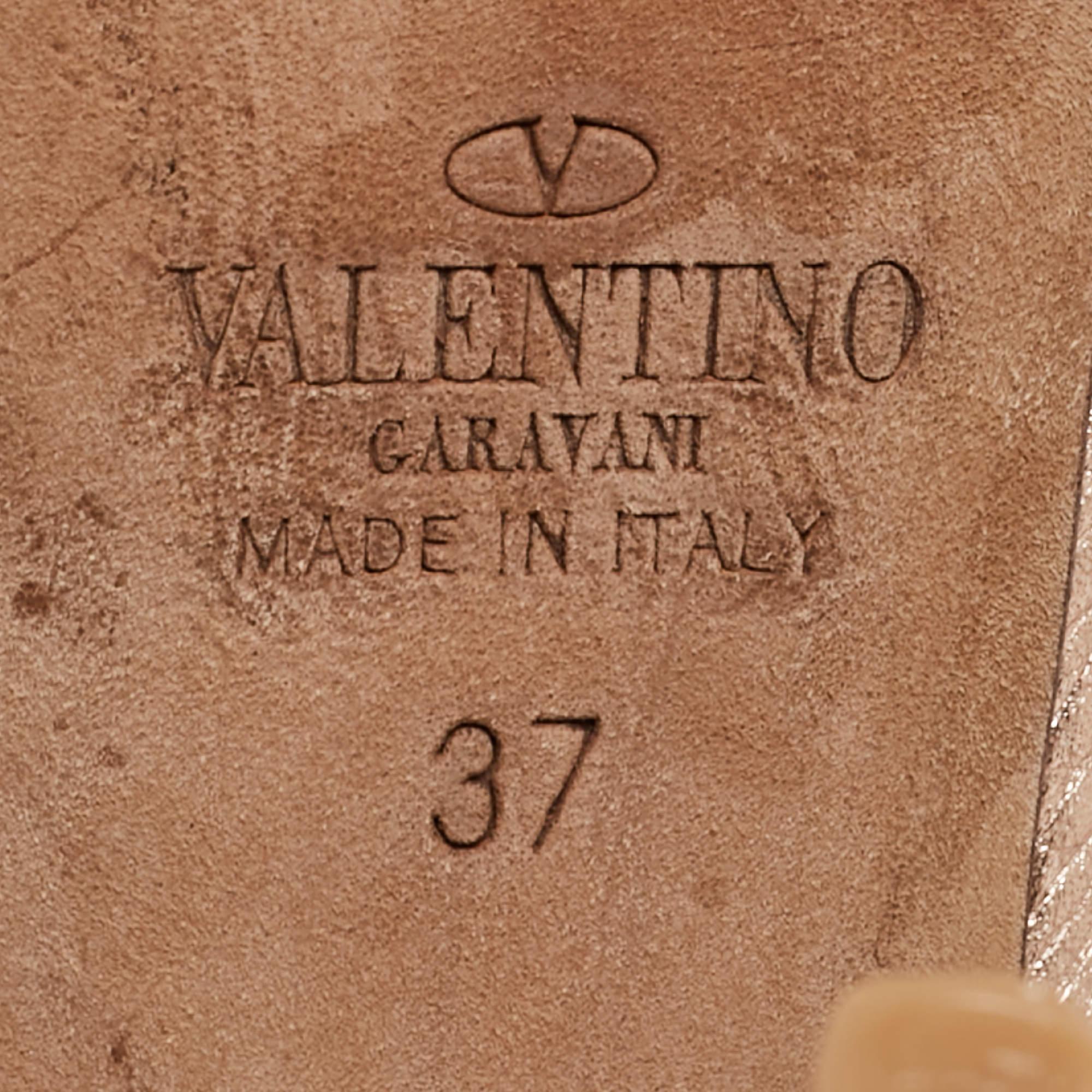 Valentino Metallic Leather Rockstud Ankle Strap Pumps Size 37 1