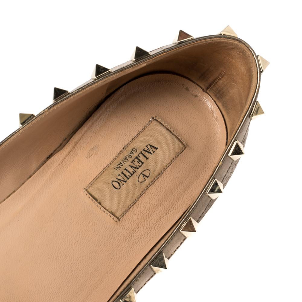 Valentino Metallic Leather Rockstud Ballet Flats Size 40.5 2