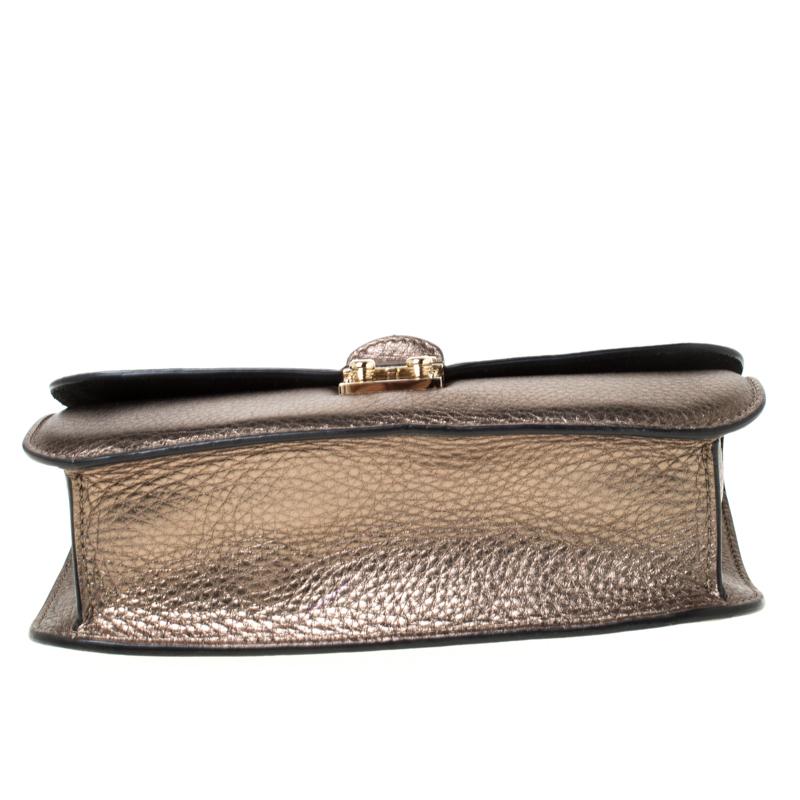 Valentino Metallic Leather Rockstud Medium Glam Lock Flap Bag 4