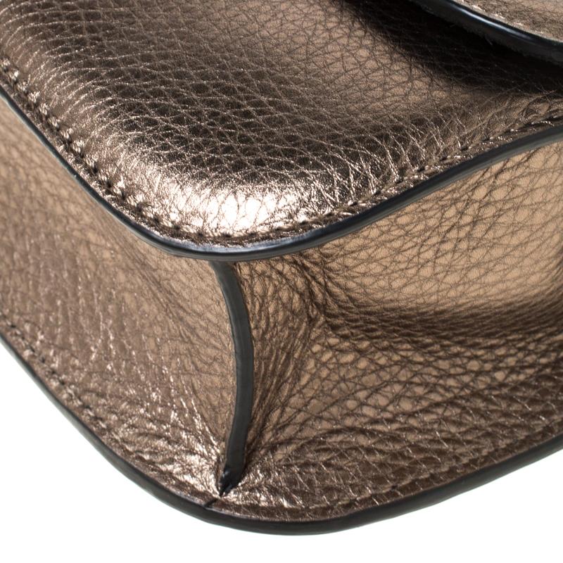 Women's Valentino Metallic Leather Rockstud Medium Glam Lock Flap Bag